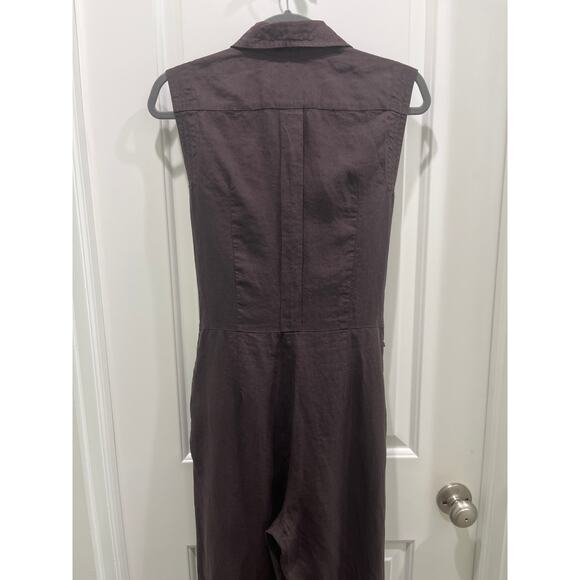 Max Mara Chocolate Brown Sleeveless Wide Leg Jumpsuit Sz 8 - Picture 6 of 7